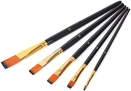 TBGFPO Polo de madeira preta 5 conjuntos de escovas de aquarela Brushes de pintura de nylon Pinco de arte de arte de aluno (cor: