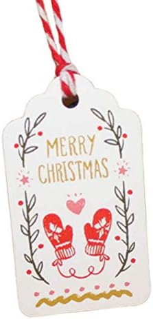 PretyZoom 50pcs tags Kraft tags Tags de Natal com Strings de algodão de 10m para embalagem de presentes e favores de festa de rotulagem
