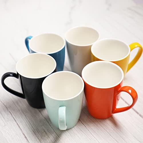 Conjunto de canecas de café de cerâmica amhomel, conjunto de 6 canecas de copo de cor grande, copos de porcelana de 16