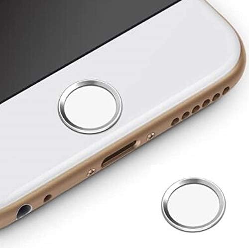 Botão de botão da casa Bllq Botão Touch Id Compatível com Apple iPhone/Apple iPod Touch/Apple iPad, White-Silver WS