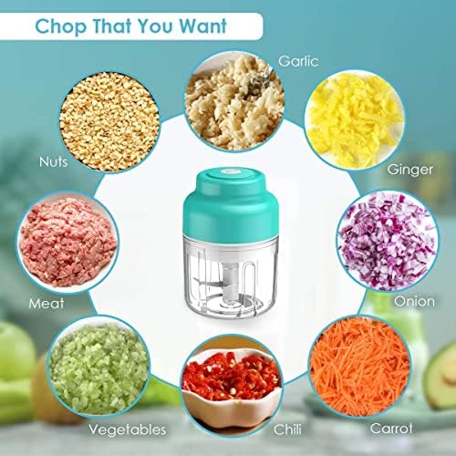 Mini Chopper de alho elétrico, Processador de mini alimentos sem fio portátil de 250 ml, helicóptero vegetal recarregável