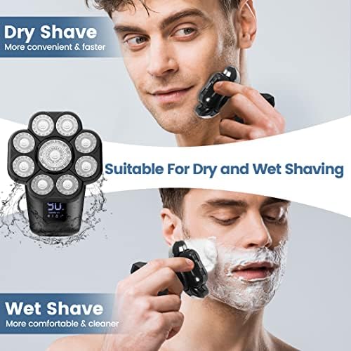 Régua de cabeça elétrica 9D para homens carecas, atualize 6 em 1 barbeador de cabeça flutuante para masculino, kit de preparação