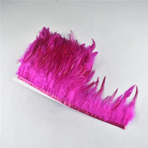 Ttndstore 1yard 8-10cm rosa rosa sela galo de penas de penas de galo de penas de penas de decoração roupas de qualidade