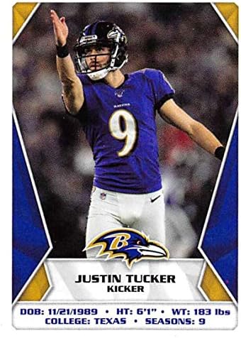 2020 Panini NFL adesivos 116 Justin Tucker Baltimore Ravens Football Sticker Card