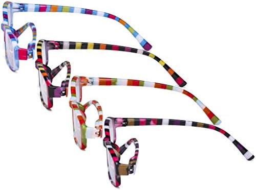 Eyekepper 4 Pack Ladies Fashion Reading Glasses - Design de faixas pequenos leitores de lentes para mulheres Reading +1,75