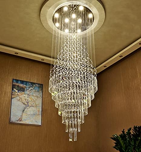 Lustres de escada de cristal onelh luxuoso lustre grande candelabro de candelabro de gotas de chuva villa pingente de