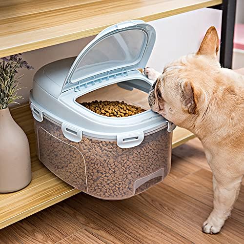 Recipiente de alimentos para animais de estimação de Gavale com colher, transparente cão gato animal seco alimento lixo semente