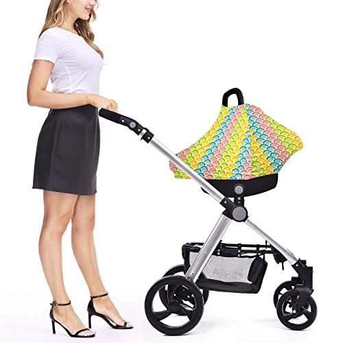 Tampa de assento de carro para bebês Patterning de cauda de pavão colorido Tampa de enfermagem Tampa de carrinho de carrinho de amamentação para bebês Multryuse Infant Carseat Canopy para meninos meninas, Presentes de chuveiro