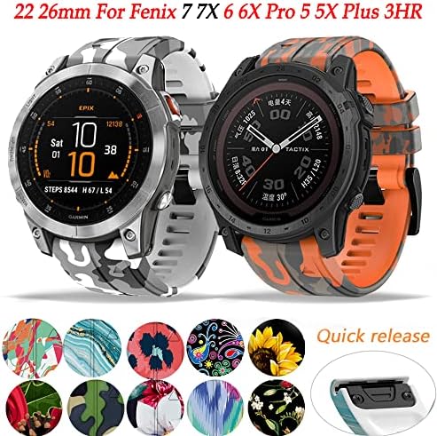 DJDLFA 26 mm Silicone Redunda rápida Band para Garmin Fenix ​​7 7x 6 6x Pro 5x 5 mais 3 h Mk2 EasyFit Smart Watch