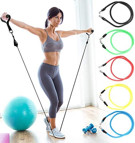 Syksol Guangming - Bandas de resistência 5 cordas puxam com alça para exercício de fitness Exercício 10 30 libras ioga, equipamento
