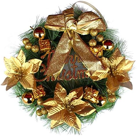 ELONGLIN Christmas Wreath Garland Artificial 30cm, guirlanda com sinos de bowknot Decorações de Natal para lareiras escadas da