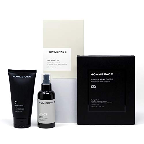 Kit de cuidados com a pele diária de duas etapas de Hommeface Men + 5 pacote de máscara de lençol facial