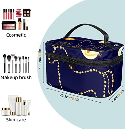 Bolsa de maquiagem de viagem com compartimento, constelação de unicórnio noturno Big Cosmetic Caso Caso de beleza personalizado