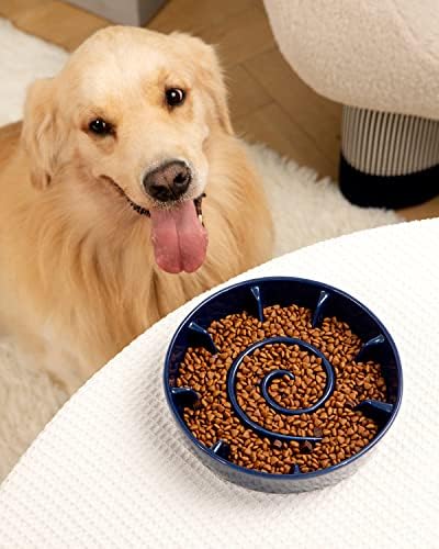 Tigela de cachorro de alimentador lento de cerâmica de kofpar, tigela de cachorro alimentador lento pequeno raça
