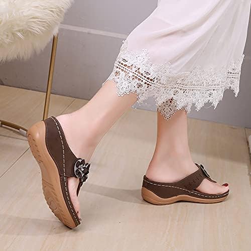 XIPCOKM Flippers para o arco ortopédico feminino Flip Flip Flowers Clip Toe Wedge Sandals Shoe Shoe Casual Shoe