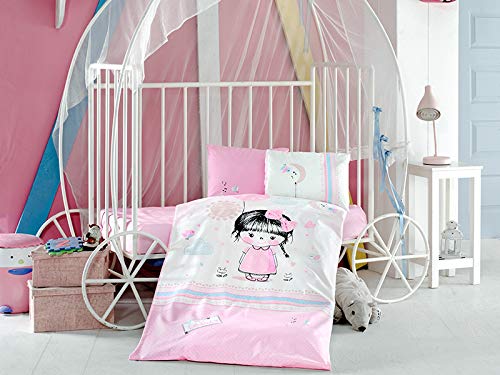 Bedding de bebê de algodão garotinha com a cama de bebê com berçário, roupas de cama de berço para meninas, capa de edredão