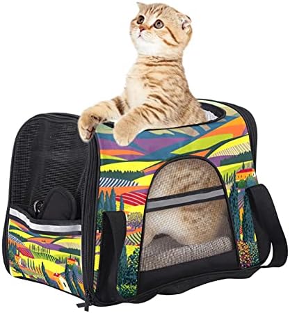 Bag de carrinho de cachorro de gato respirável Paisagem rural da Itália com Meadows Fields Airline aprovada portador de pet-side