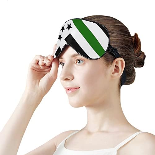 Linha fina verde Flag de atacante Máscaras de olho macias com cinta ajustável Lightweight confortável para dormir para