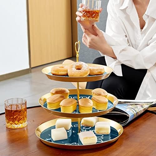 Elementos de Natal Titular de Cupcake de 3 camadas, Stand Stand, Cupcake Tower para Tea Party Wedding Birthday Buffet Server