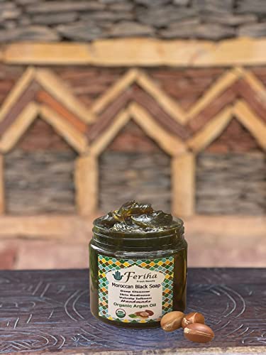 Sabão preto marroquino Feriha com óleo de argan orgânico, natural, sabonete artesanal beldi