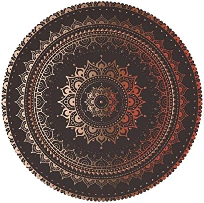 Mandala Padrão Roupas de mesa redonda, tecido impermeável decorativo, roupas de mesa reutilizáveis ​​duráveis, resistência às