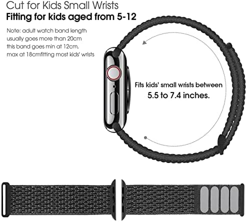BlackPro for Kids Apple Watch Band, Lça de nylon macio respirável para menino menina, compatível com a série Apple Watch 7/6/5/4/3/2/1/se/8 38mm 40mm 41mm & 42mm 44mm 45mm