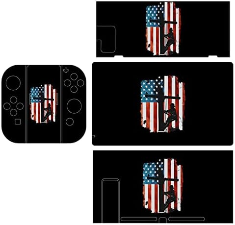 Lineman American Flag Lineman Electric Cable Skin Protective Sticker Game Protector Compatível Full Wrap Compatível para Nintendo