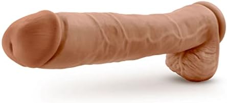 Blush au naturel papai realista de 14 polegadas de sucção xícara de chicote compatível com flenishaft Sensa Feel Dildo Sex