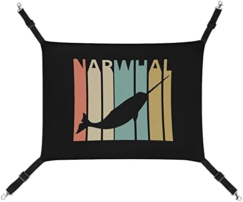 Hammock de estimação de animais de estimação de estilo vintage Narwhal, cama de suspensão ajustável confortável para