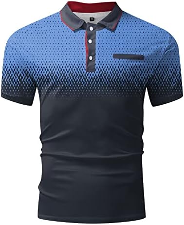 HDDK Camisetas polo de HDDK Button Buttlet Gradiente de colarinho de colarinho Tops de golfe de verão Camisa de tênis casual
