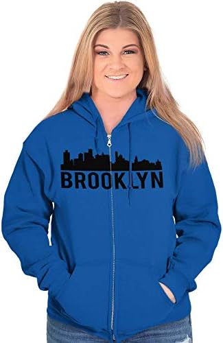 BRISCO Brands Brooklyn NYC Skyline New York City NY Zip Up Hoodie Mens Womens