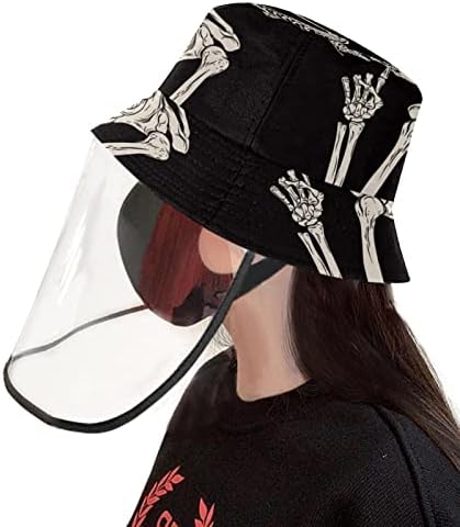 Chapéu de proteção para adultos com escudo facial, chapéu de pescador anti sun tap, crânio halloween vintage cool modern
