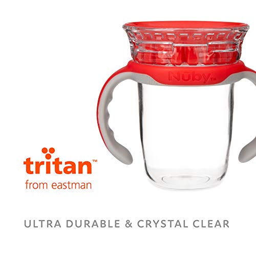 Nuby 360 Edge 2 estágio de beber copo com alças removíveis e tampa higiênica: 8 oz/ 240 ml, 12m+, vermelho