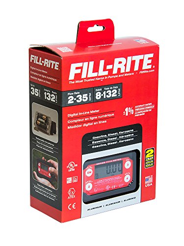 Fill-rite tt10an 1 2-35 gpm Digital In-line Meter, alumínio, medidor de transferência de combustível, preto/vermelho