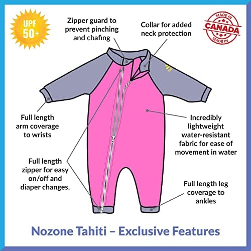 Nozone Taiti Full Zip Sun Protetive Baby Swimsuit, UPF 50+, em sua escolha de cores