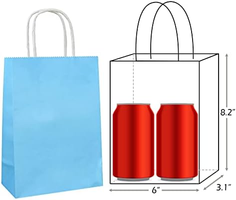 Adido Eva 25 PCs Sacos de presente pequenos sacos de papel azul com alças para favores de festa