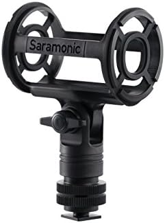 Saramonic SR-SMC2 Microfone Shockmount With Cold Shoe, 1/4 , 3/8 e 5/8 Tópicos para câmeras, tripés, estandes e postes de boom