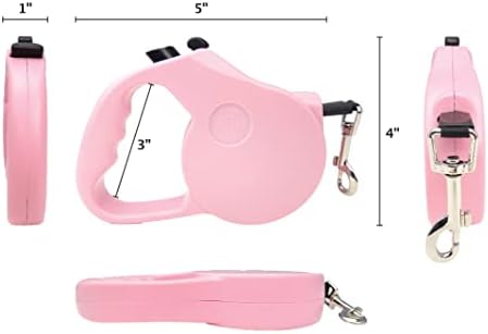 American Kennel Club Relé de cachorro retrátil para animais de estimação de até 45 libras, sem emaranhado, Lock & Lançamento com uma mão - 9,8 pés - rosa