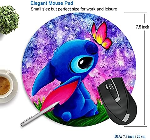 Ytmyan Stitch Gaming Mouse Pad ， fofo redondo sem deslizamento Base de borracha Mouse tape