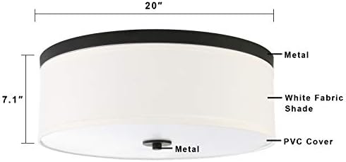 Permo meados do século Modern semi-fluxo de luminária de teto de montagem com tamanho grande 19,7 tambor de tambor de tecidos