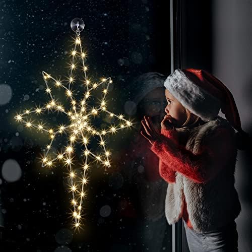Janela de Natal Decorações leves, luzes de silhueta de janela estrela com estrutura de ferro LED USB Star iluminado