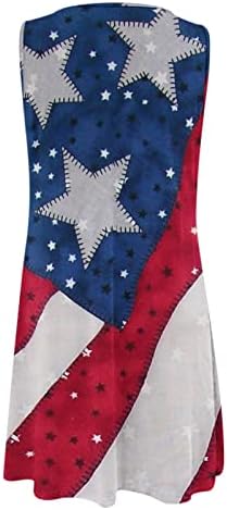 4 de julho Vestidos para mulheres Casual Summer Tank Dress USA Flag de banheira mangas sem mangas listras de pescoço