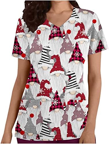 Camisetas vintage para mulheres, feminino impressão de árvore de natal t camisetes