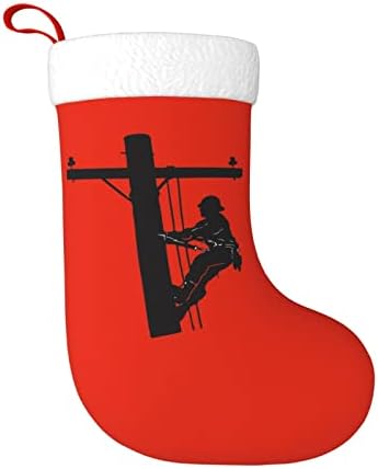 Lineman Yuyuy silhueta de Natal Decoração de férias lareira pendurada meias de 18 polegadas de 18 polegadas