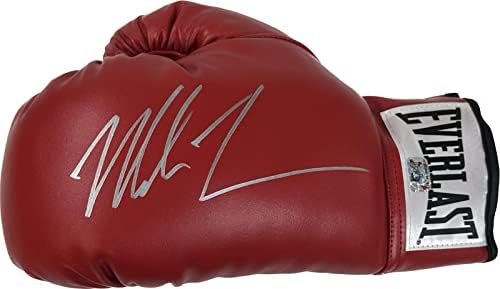Mike Tyson assinou a luva de boxe de couro vermelha esquerda Mike Tyson Hologram Authen Sil - luvas de boxe autografadas