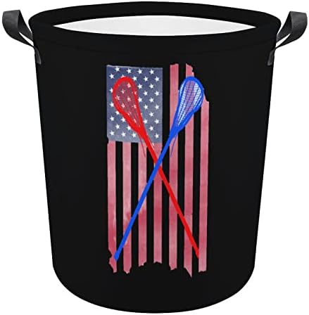 Lacrosse EUA bandeira lavanderia cesto de armazenamento dobrável cestas de roupas de bolsa para dormitório doméstico