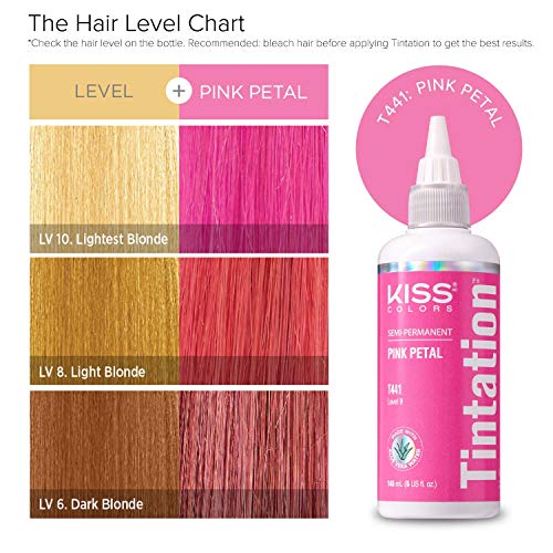 Beijo de tinta e semi-permanente cor de cabelo de 5 onça de pétala rosa