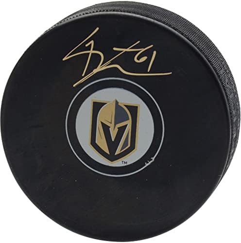 Mark Stone Vegas Golden Knights Hockey Puck - Pucks autografados da NHL
