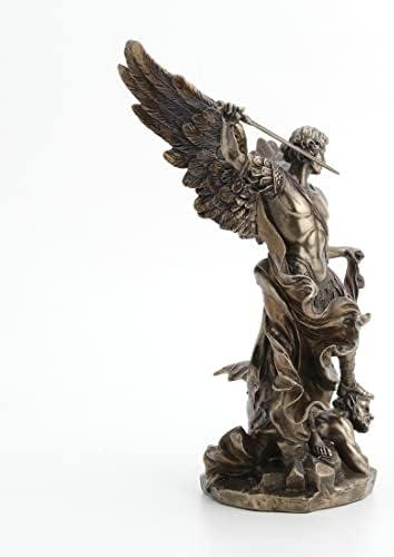 10,25 polegadas Saint Michael no demônio com estatueta de bronze fundido de espada