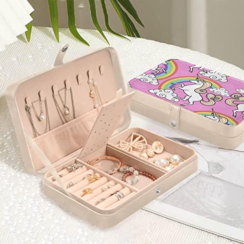 Unicorn Rainbow Cloud Box Small Jewelry Box PU Couro Jóias Organizador Viagem Titular de Jóias Portáteis para o Dia do Casamento